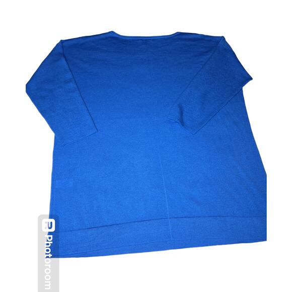 J. Jill Blue merino wool sweater 3/4 Sleeve Size Medium - Picture 3 of 3